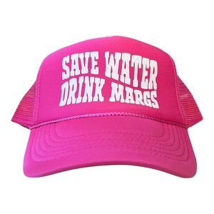 Save Water Drink Margs hat funny trucker hat hot pink summer beach boating hat